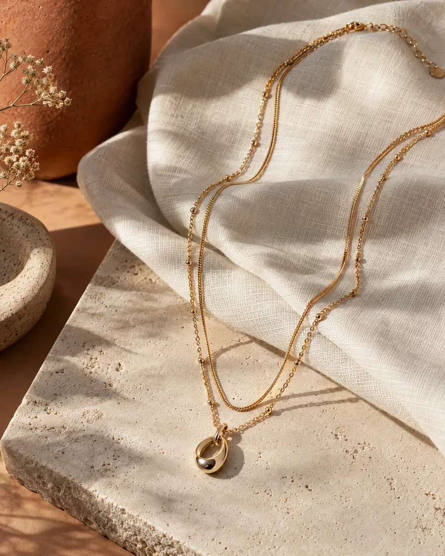 editorial concept accompanying “Layered Necklaces: A Guide to Balance and Spacing”