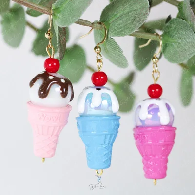 Funny ice-cream cone dangle drop earrings — product image 1