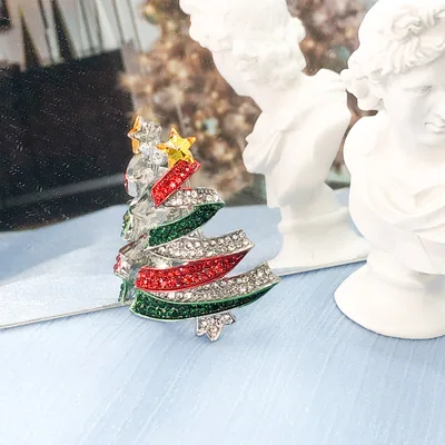 Rhinestones Christmas tree Holiday brooch — product image 1