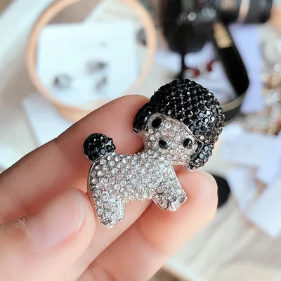 Cute rhinstone dog brooch pin — product image 1