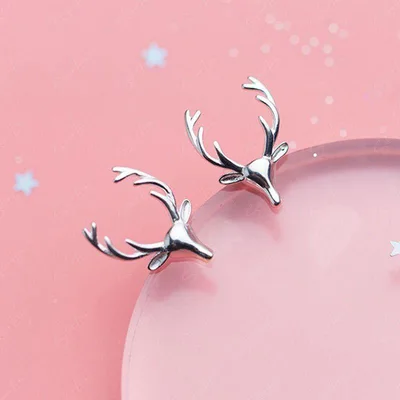Deer antler sterling silver stud earrings — product image 1