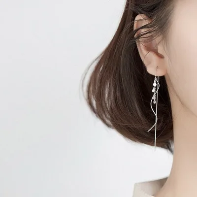 Wavy circle charm ear threaders earrings — product image 1