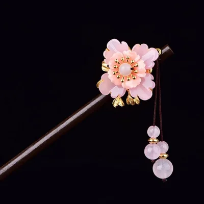 Cherry blossom flower Japanese wooden hair stick — product image 1