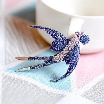 Swallow bird crystal rhinestone fashion brooch pin — product image 1
