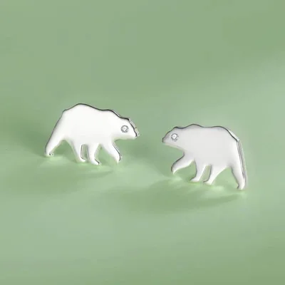 Polar bear sterling silver stud earrings — product image 1