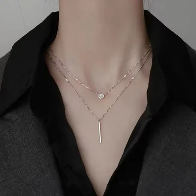 Double layer geometric stick pendant necklace — product image 1