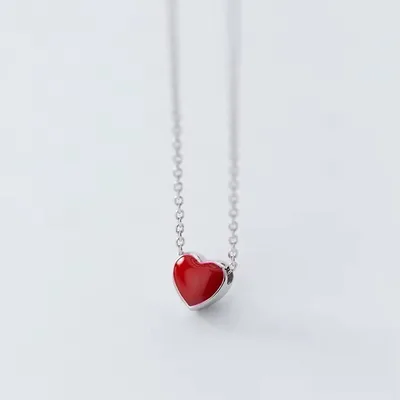 Valentine red heart pendant necklace in sterling silver — product image 1