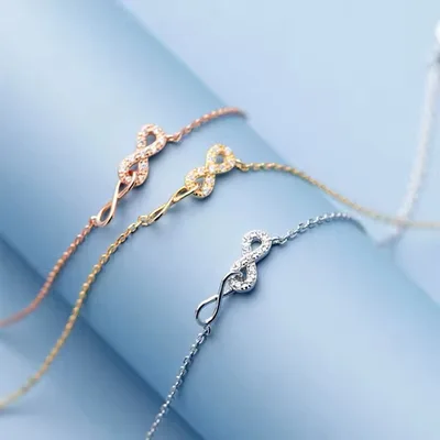 Infinity symbol sterling silver ankle bracelet — product image 1