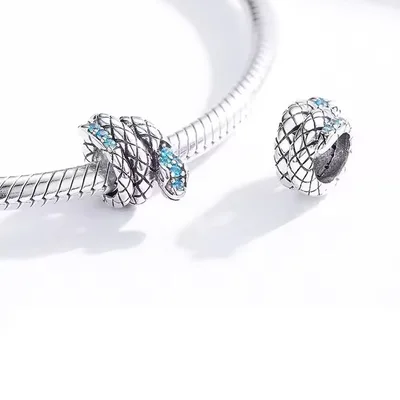 Snake wrap with blue zircon spacer charm — product image 1