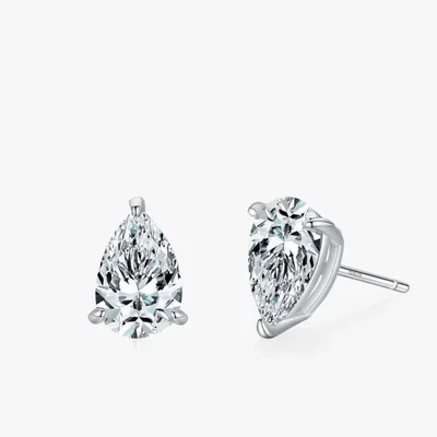 Teardrop cubic zirconia stud earrings in sterlings silver — product image 1