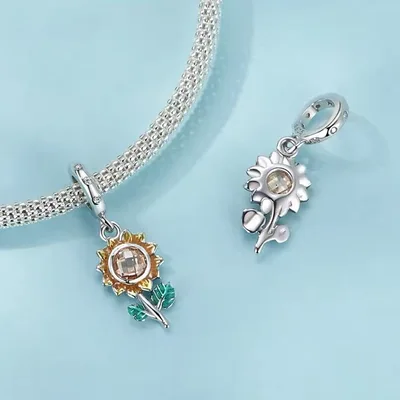 Sunflower pendant charm for bracelet, necklace — product image 1