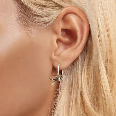 Bowtie sterling silver hoop earrings — product image 1