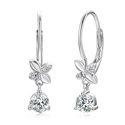 1.06 CT Moissanite butterfly dangle drop earrings — product image 1
