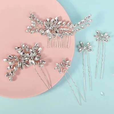 Crystal bridal hair combs and pins set — product image 1