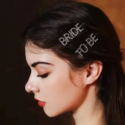Bride-to-be rhinestone hair clip — product image 1