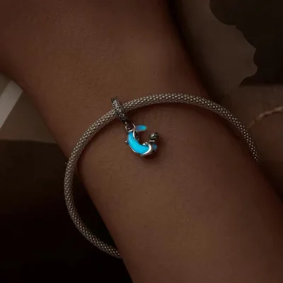 Luminous cat hanging on moon pendant charm — product image 1