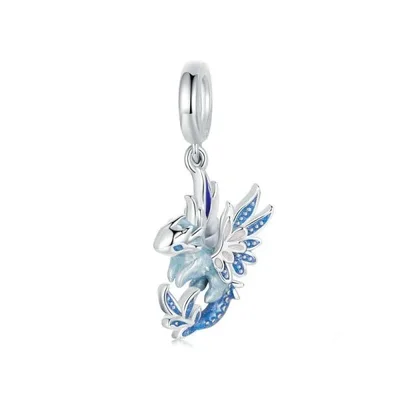 Blue dragon dangle sterling silver charm for bracelet — product image 1