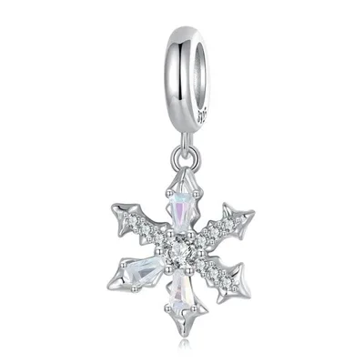 Snowflake pendant charm for bracelet in sterling silver — product image 1