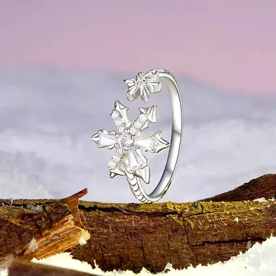 Ice crystal snowflake holidays adjustable ring — product image 1