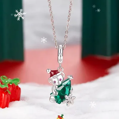Christmas tree and bead pendant charm for bracelet, necklace — product image 1