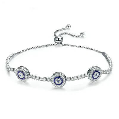 Cubic zirconia Turkish evil eye sterling silver bracelet — product image 1