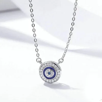Zircon evil eye amulet sterling silver pendant necklace — product image 1