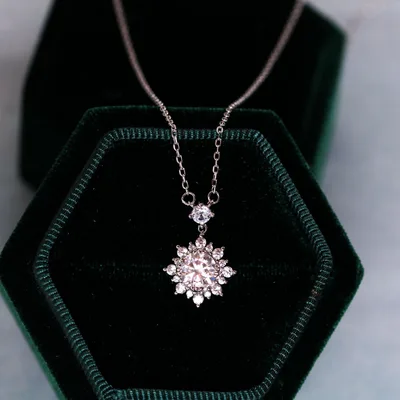 1CT Moissanite drop radiant halo pendant necklace in sterling silver — product image 1