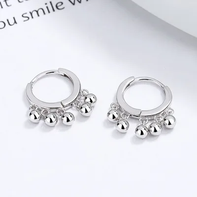 Ball charms hoop earrings in sterling silver — product image 1