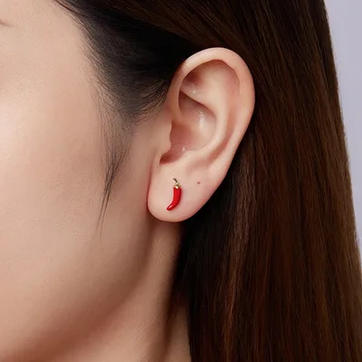 Red Chili Pepper Stud Earrings in 925 Sterling Silver — product image 1