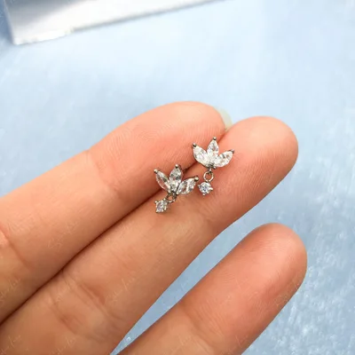 Lotus flower sterling silver stud earrings — product image 1