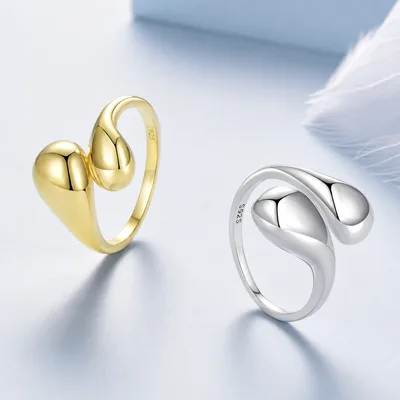 Sterling Silver Abstract Teardrop Open Ring — product image 1