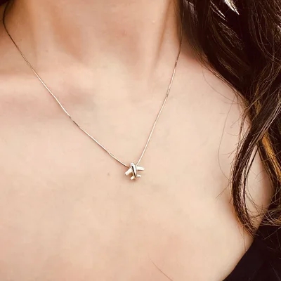 Cute airplane pendant necklace in silver snake chain