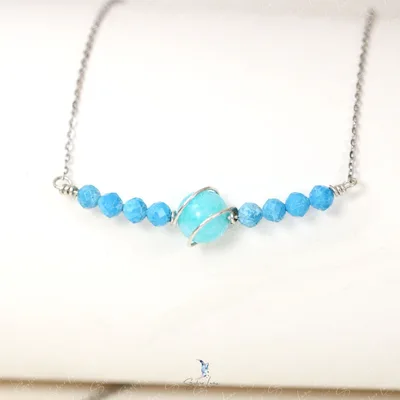 Amazonite jade and turquoise beads pendant necklace — product image 1
