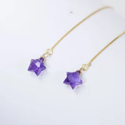 Dainty Amethyst star ear theaters earrings — product image 1