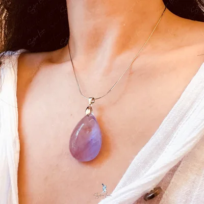 Purple healing Amethyst teardrop pendant necklace — product image 1