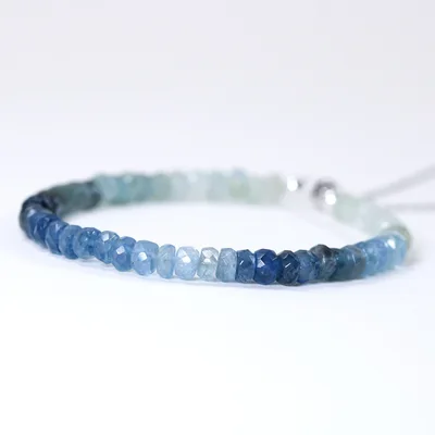 Gradient rondelle aquamarine beaded bracelet — product image 1