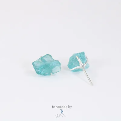 Flourapatite natural nugget stones stud earrings — product image 1