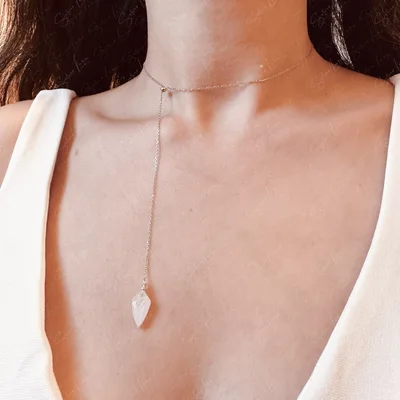 Arrow rainbow moonstone choker Lariat necklace — product image 1