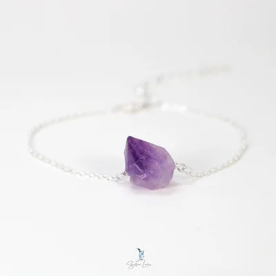 Amethyst healing crystal silver bracelet — product image 1
