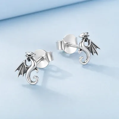 Sterling Silver Mini Dragon Stud Earrings — product image 1
