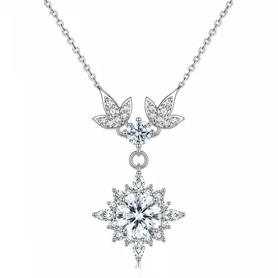 1 Carat Moissanite Starburst Pendant Necklace in 925 Sterling Silver — product image 1