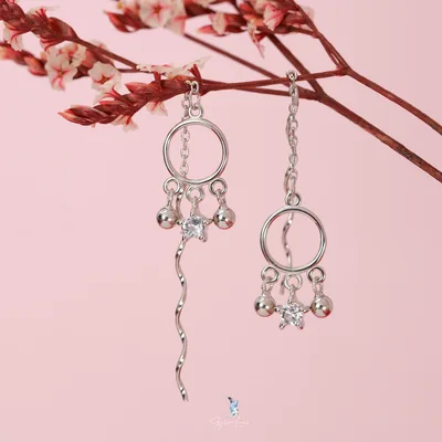 Bell charms ear threaders dangle drop earrings — product image 1