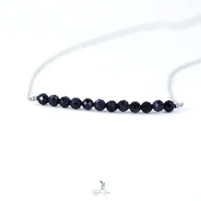 Blue sandstones gemstone row pendant necklace — product image 1