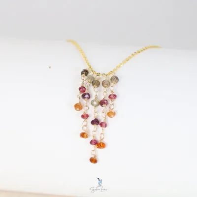 Multi color garnet gemstones cascade chandelier pendant necklace — product image 1