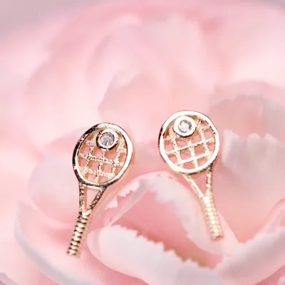 Tennis racket sterling silver stud earrings — product image 1