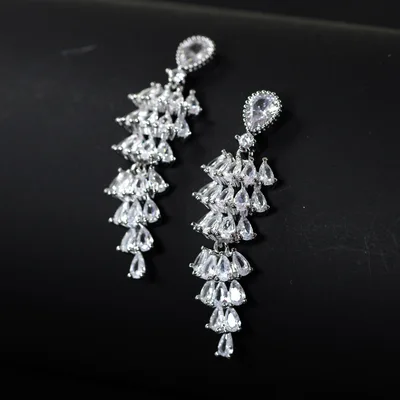 Crystal cascade drop fashion earrings — product image 1