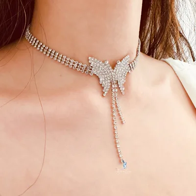 Butterfly sparkling rhinestone fashion necklace — product image 1