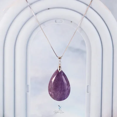 Purple Charoite teardrop pendant necklace — product image 1