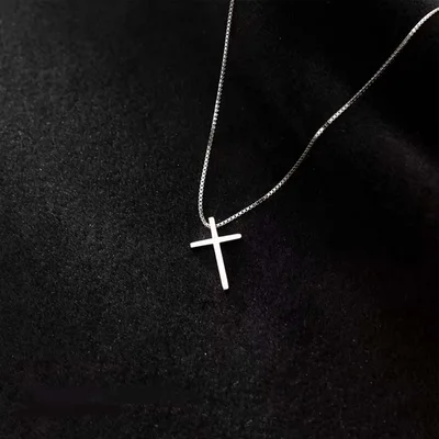 Minimalist cross sterling silver pendant necklace — product image 1