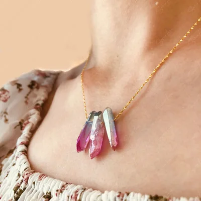 Rainbow Quartz crystal sterling silver necklace — product image 1